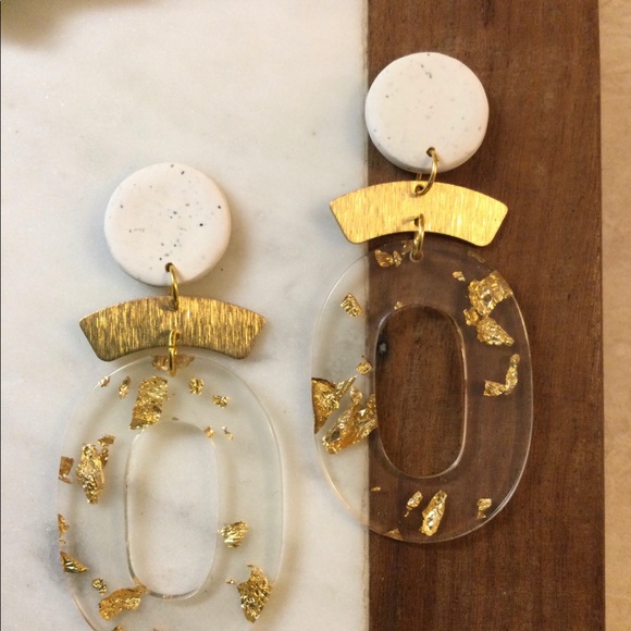 Polymer clay and brass earrings - Picture 3 of 5